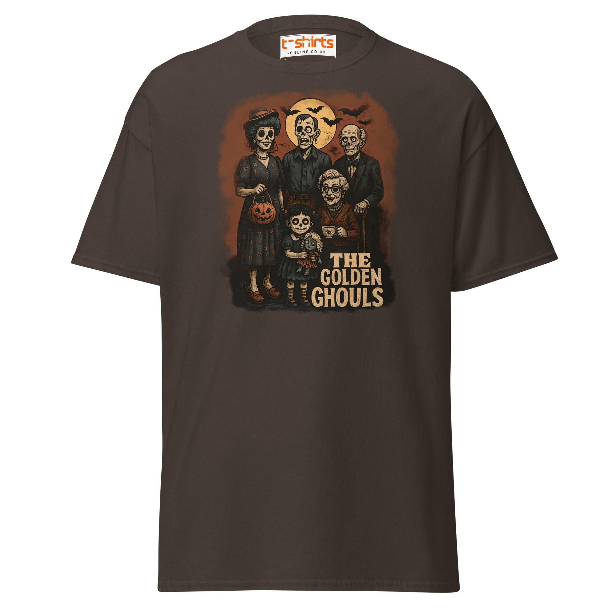 The Golden Ghouls T-Shirt | Vintage Halloween Tee - Dark Chocolate - T-Shirts Online