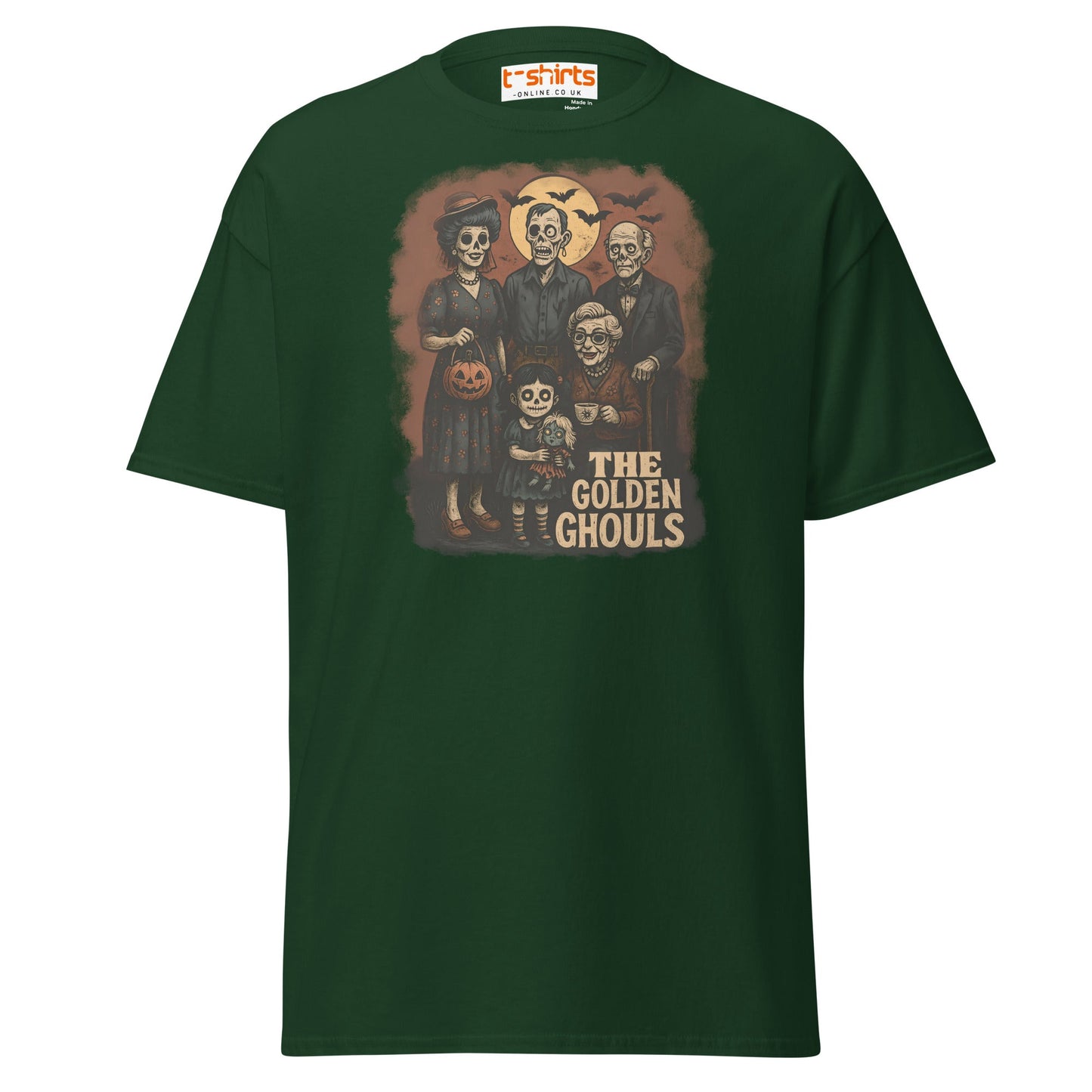 The Golden Ghouls T-Shirt | Vintage Halloween Tee - Forest Green - T-Shirts Online