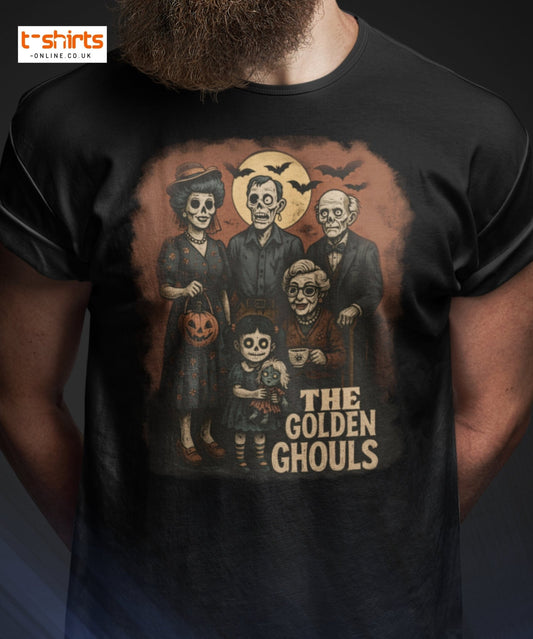 The Golden Ghouls T-Shirt | Vintage Halloween Tee - Maroon - T-Shirts Online