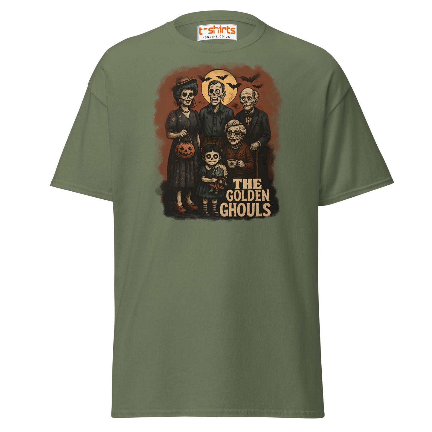 The Golden Ghouls T-Shirt | Vintage Halloween Tee - Military Green - T-Shirts Online