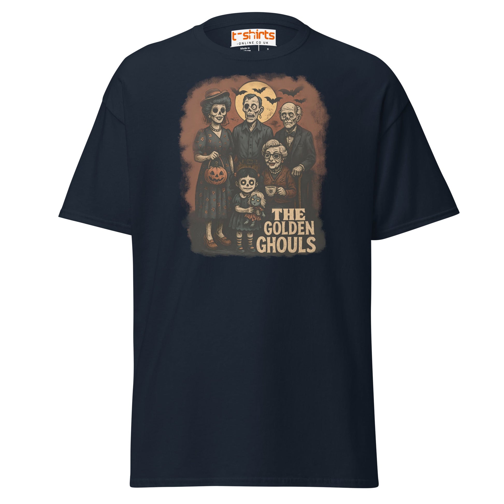 The Golden Ghouls T-Shirt | Vintage Halloween Tee - Navy - T-Shirts Online