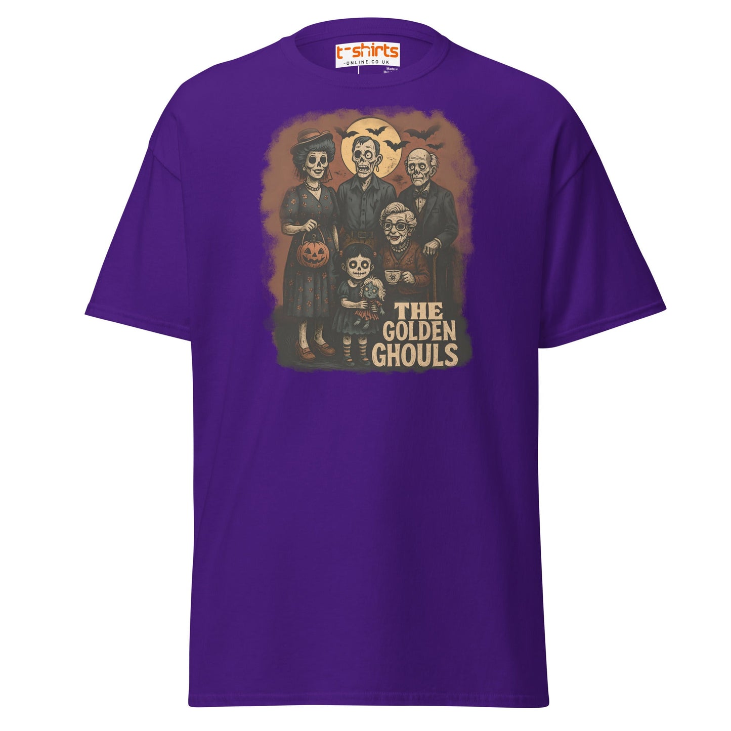 The Golden Ghouls T-Shirt | Vintage Halloween Tee - Purple - T-Shirts Online