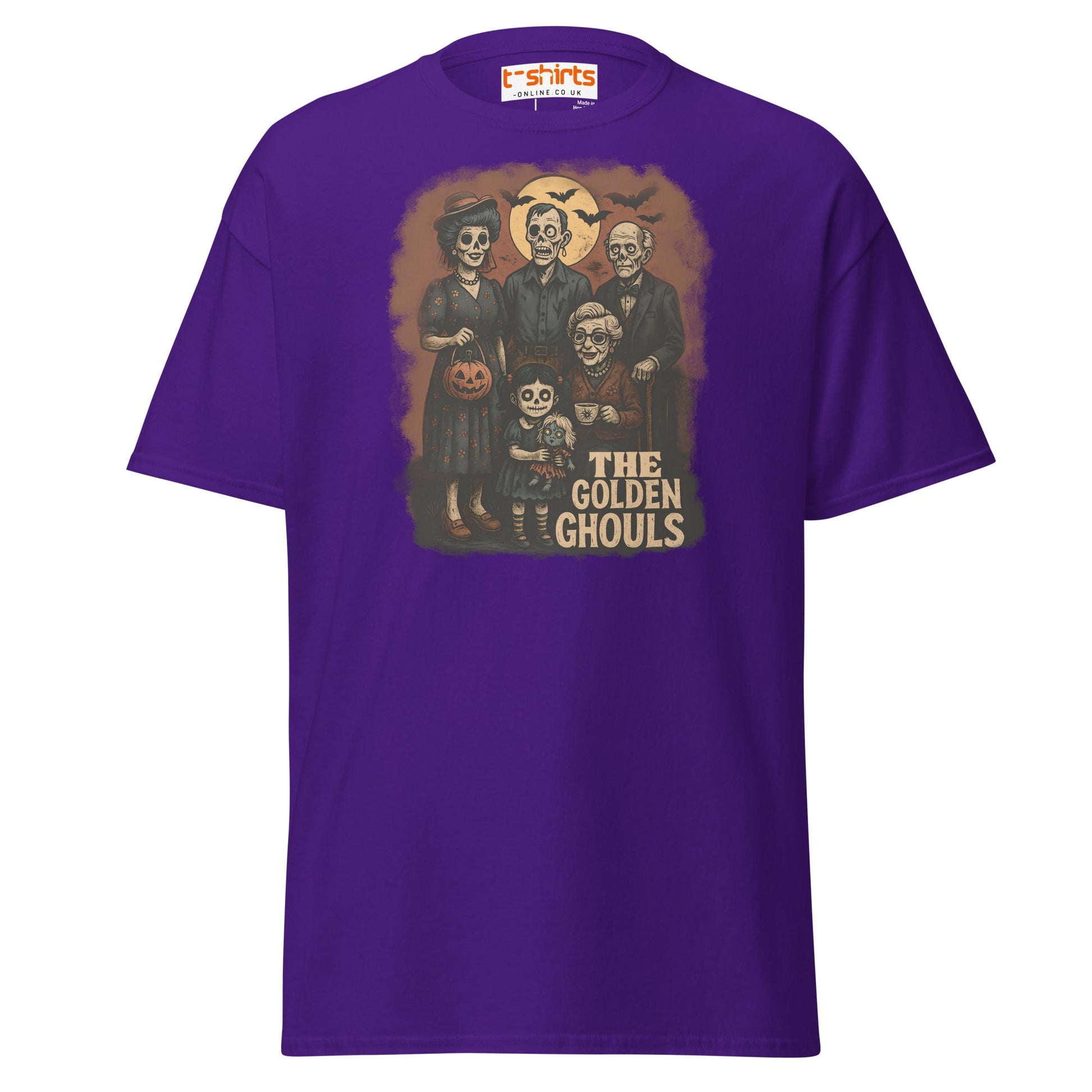 The Golden Ghouls T-Shirt | Vintage Halloween Tee - Purple - T-Shirts Online