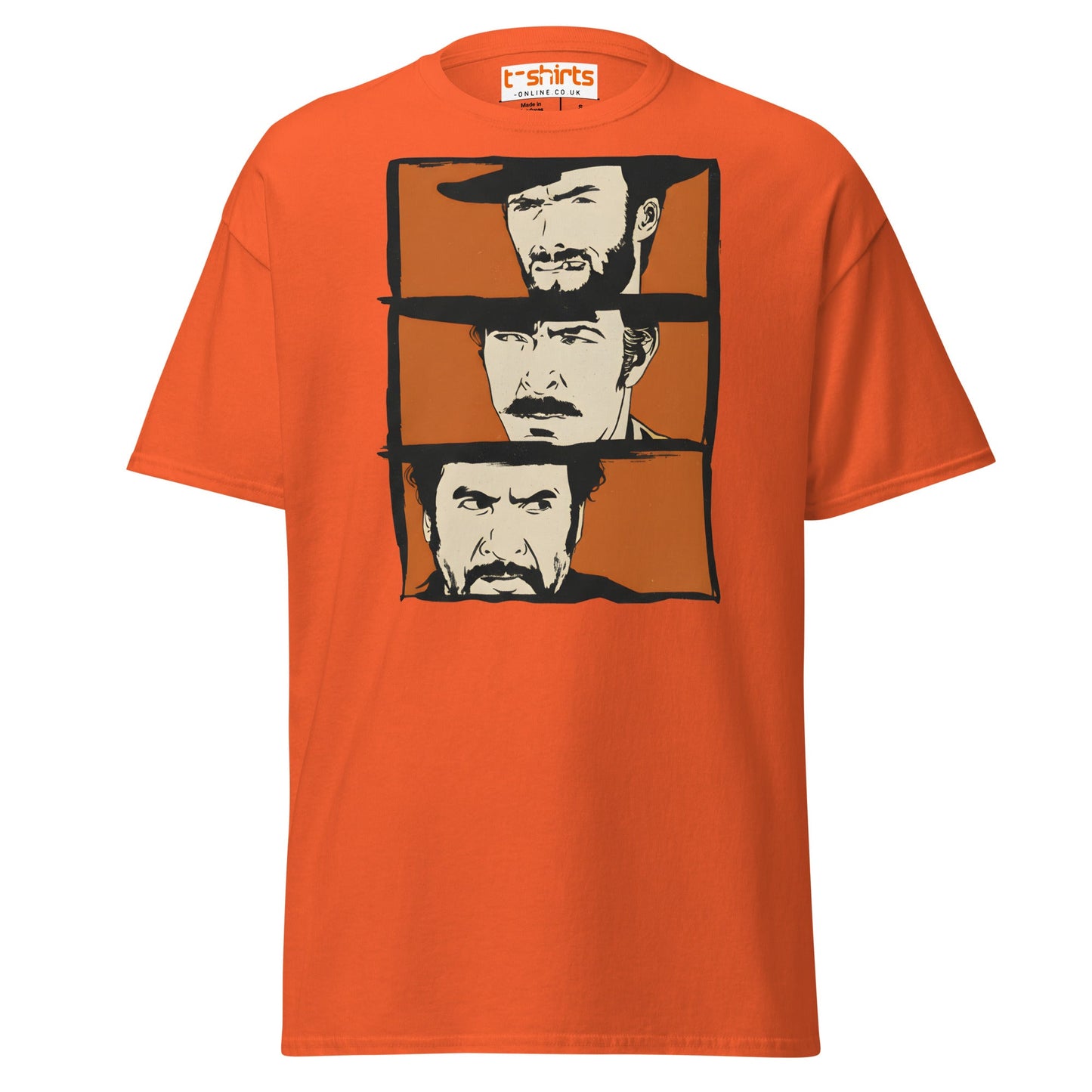 The Good The Bad The Ugly T-Shirt | Retro Western Tee - Orange - T-Shirts Online