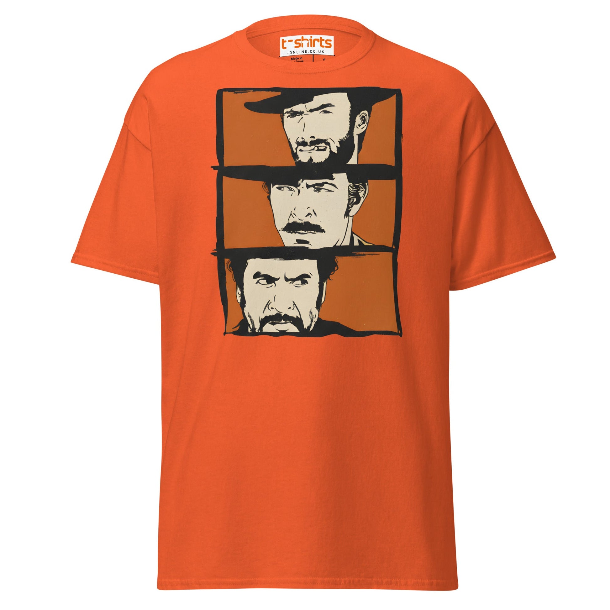 The Good The Bad The Ugly T-Shirt | Retro Western Tee - Orange - T-Shirts Online