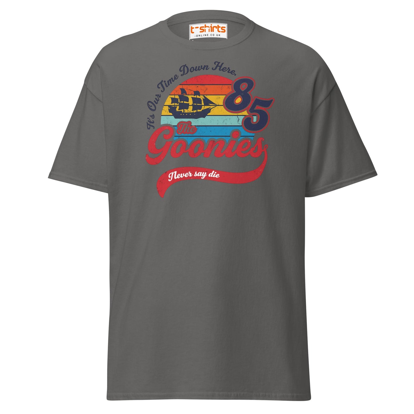 The Goonies 85 T-Shirt – Vintage Retro Graphic Tee - Charcoal - T-Shirts Online