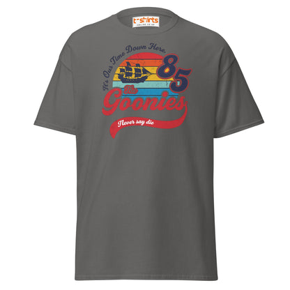 The Goonies 85 T-Shirt – Vintage Retro Graphic Tee - Charcoal - T-Shirts Online