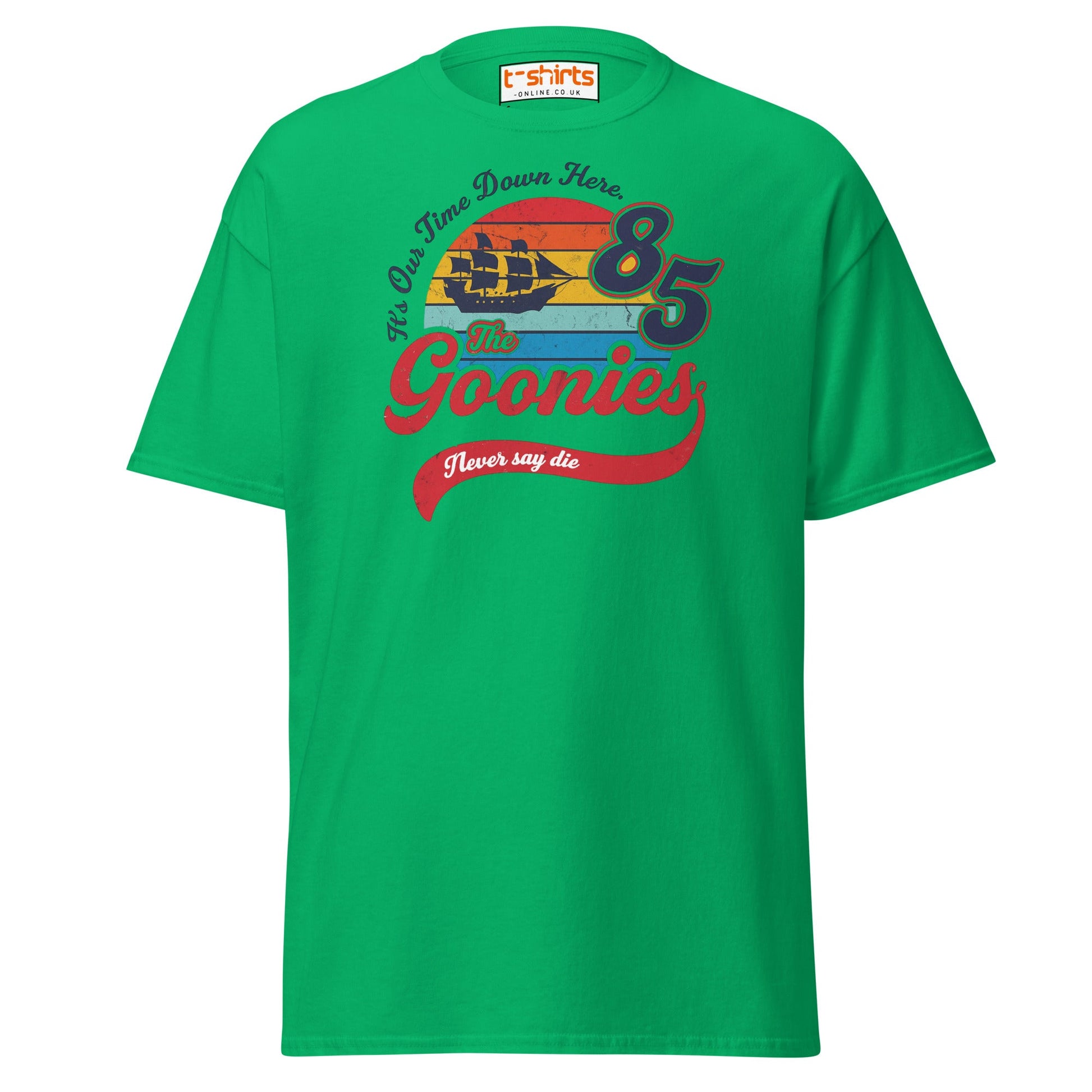 The Goonies 85 T-Shirt – Vintage Retro Graphic Tee - Irish Green - T-Shirts Online