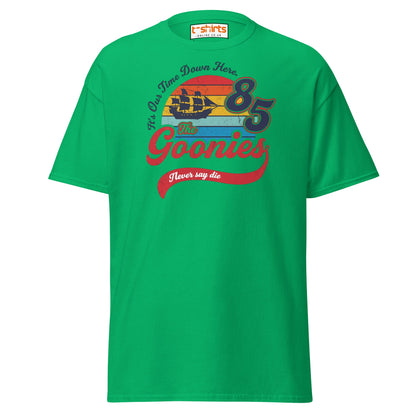 The Goonies 85 T-Shirt – Vintage Retro Graphic Tee - Irish Green - T-Shirts Online