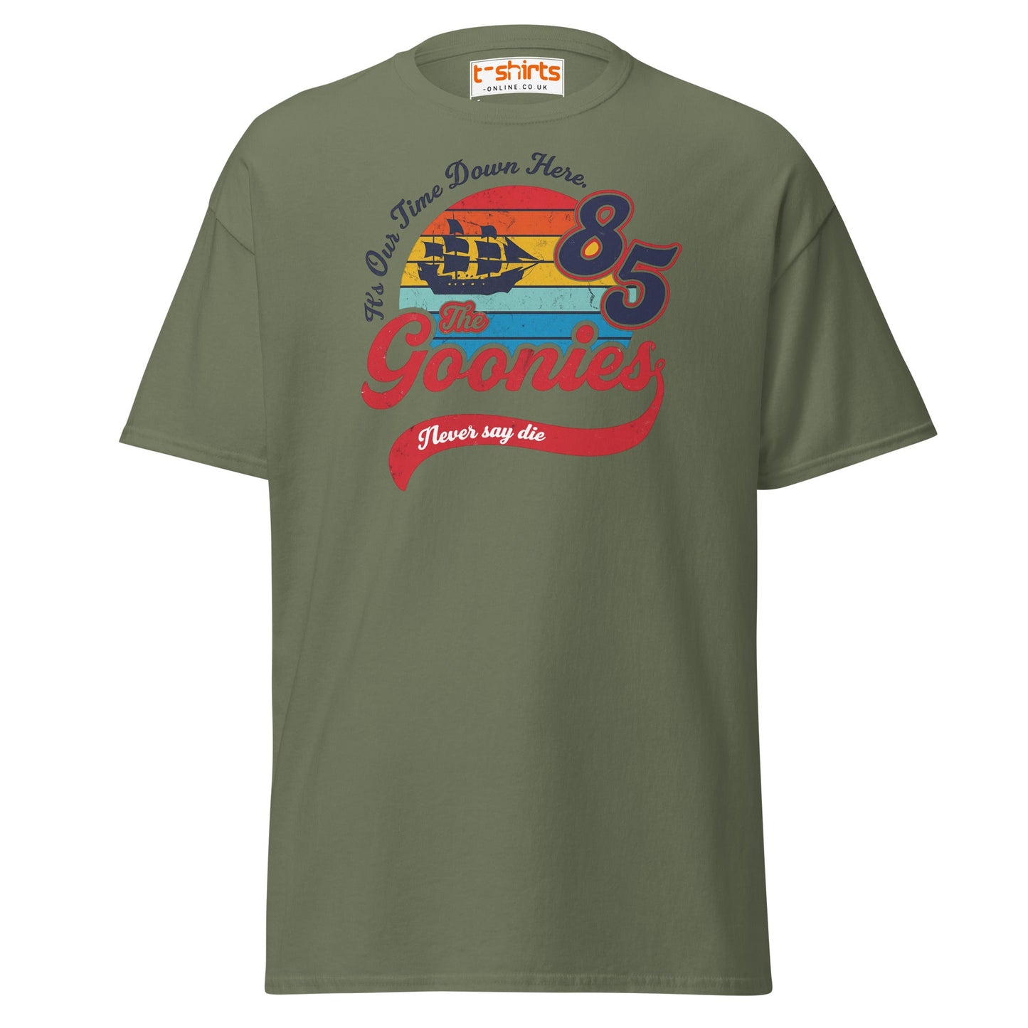 The Goonies 85 T-Shirt – Vintage Retro Graphic Tee - Military Green - T-Shirts Online