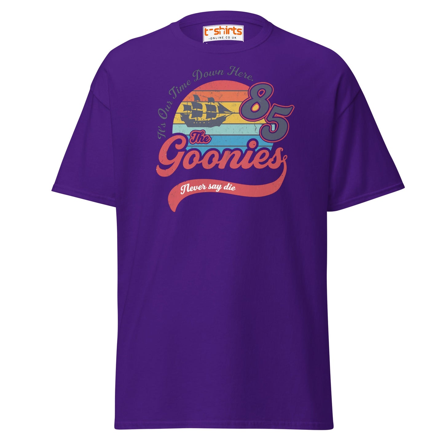 The Goonies 85 T-Shirt – Vintage Retro Graphic Tee - Purple - T-Shirts Online