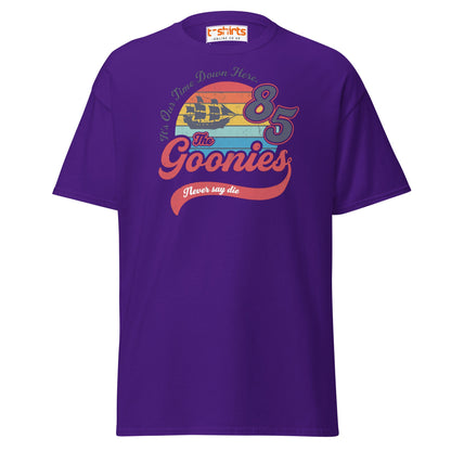 The Goonies 85 T-Shirt – Vintage Retro Graphic Tee - Purple - T-Shirts Online