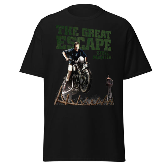 The Great Escape Steve McQueen Motorcycle T-Shirt - Black - T-Shirts Online
