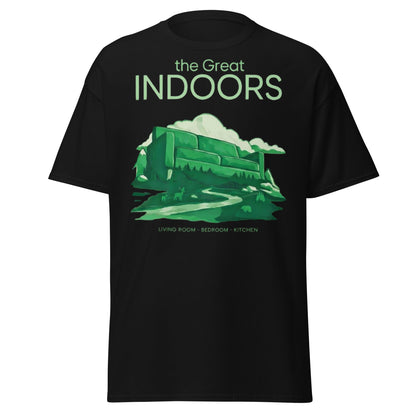 The Great Indoors T-Shirt - Nature Lover Homebody Graphic Tee - Black - T-Shirts Online