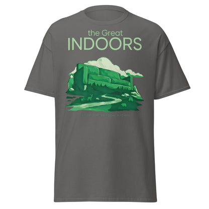 The Great Indoors T-Shirt - Nature Lover Homebody Graphic Tee - Charcoal - T-Shirts Online