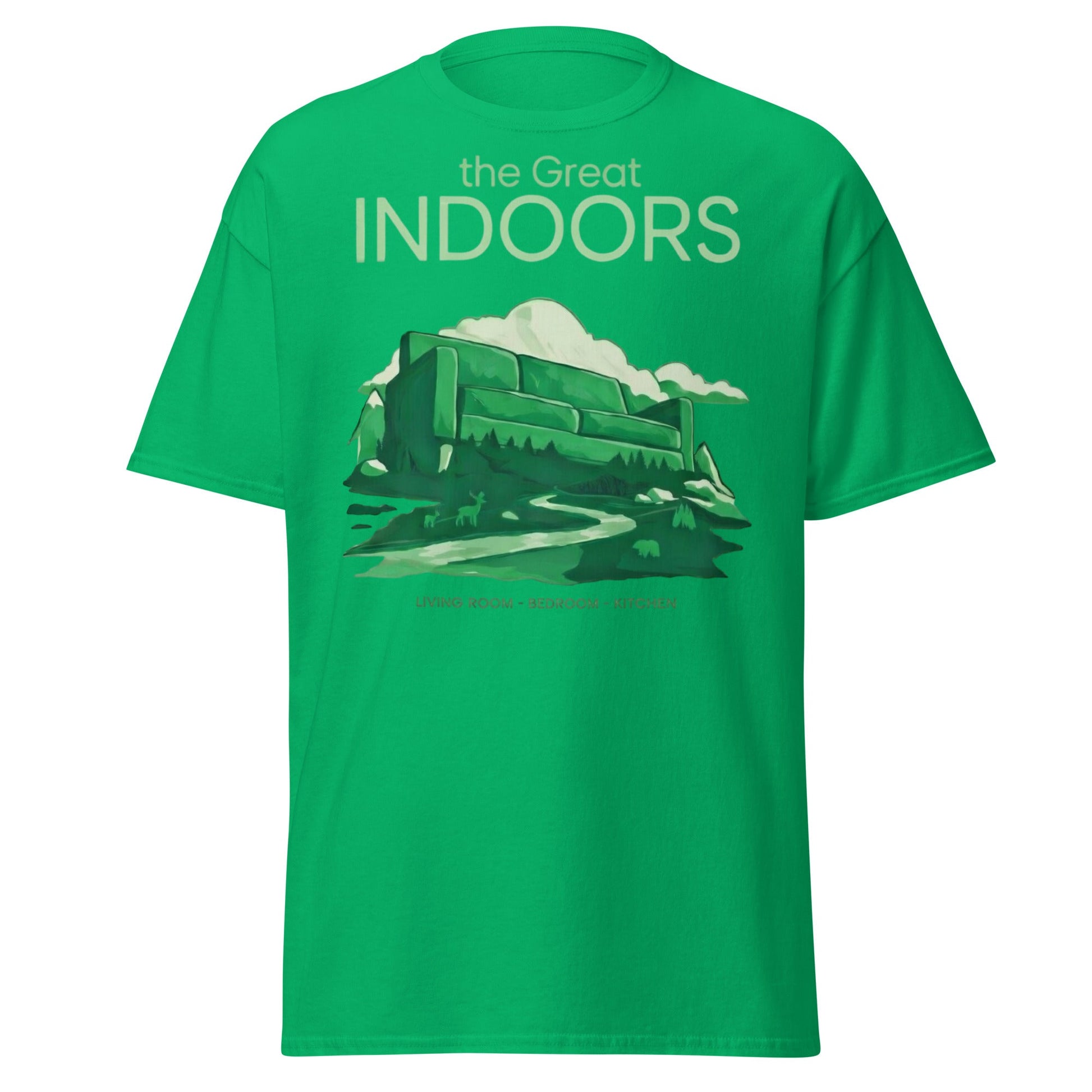 The Great Indoors T-Shirt - Nature Lover Homebody Graphic Tee - Irish Green - T-Shirts Online