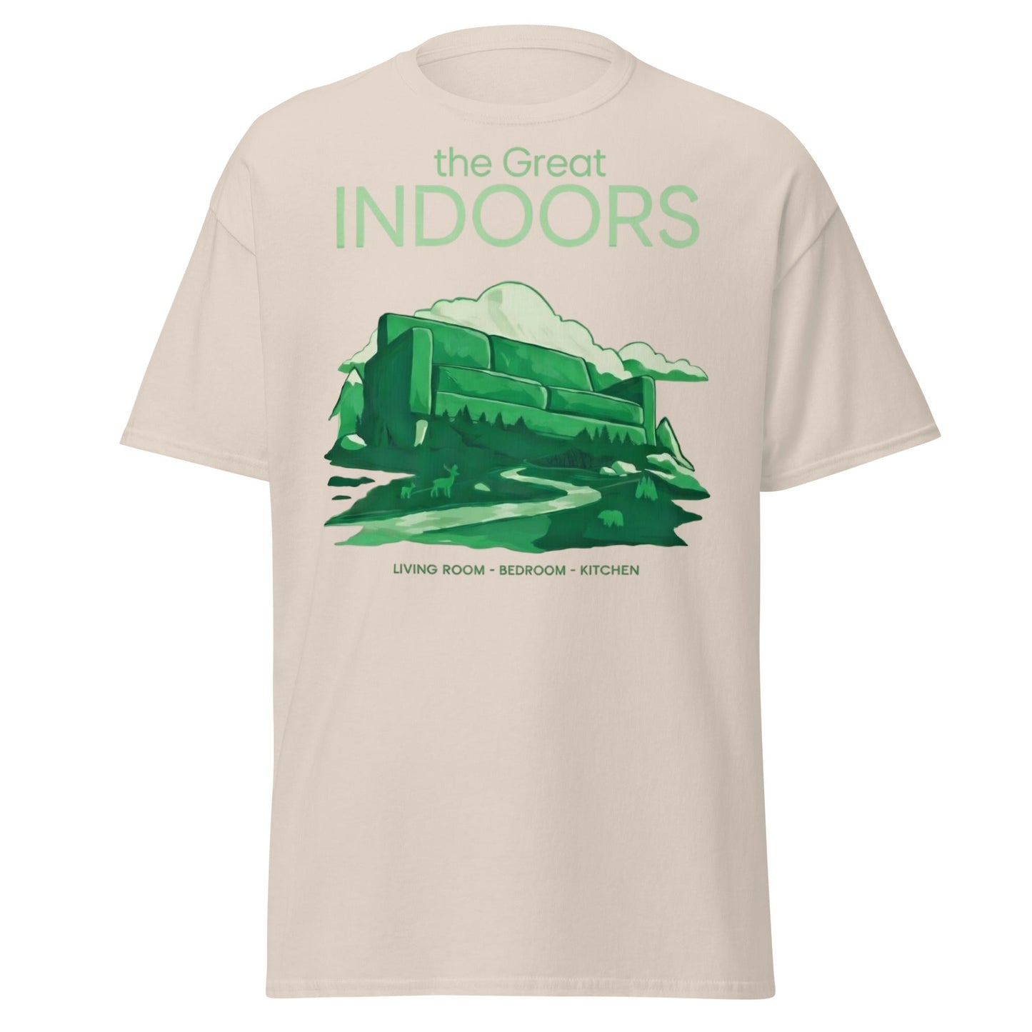 The Great Indoors T-Shirt - Nature Lover Homebody Graphic Tee - Natural - T-Shirts Online