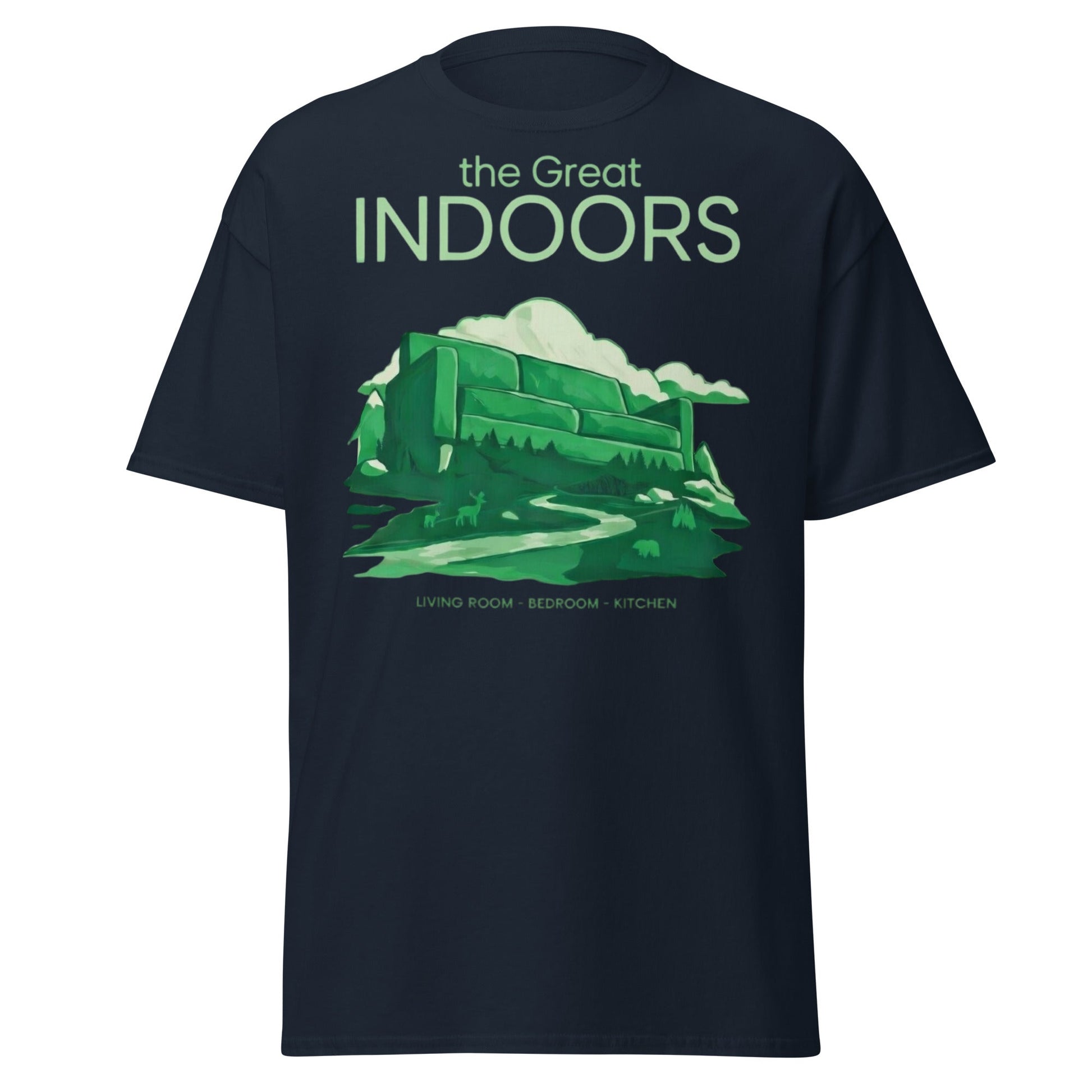 The Great Indoors T-Shirt - Nature Lover Homebody Graphic Tee - Navy - T-Shirts Online