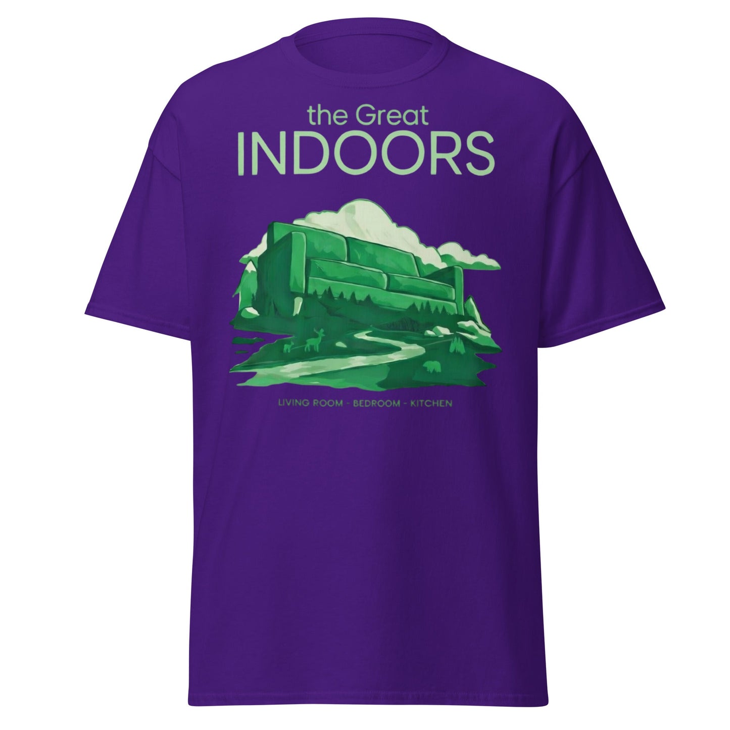 The Great Indoors T-Shirt - Nature Lover Homebody Graphic Tee - Purple - T-Shirts Online