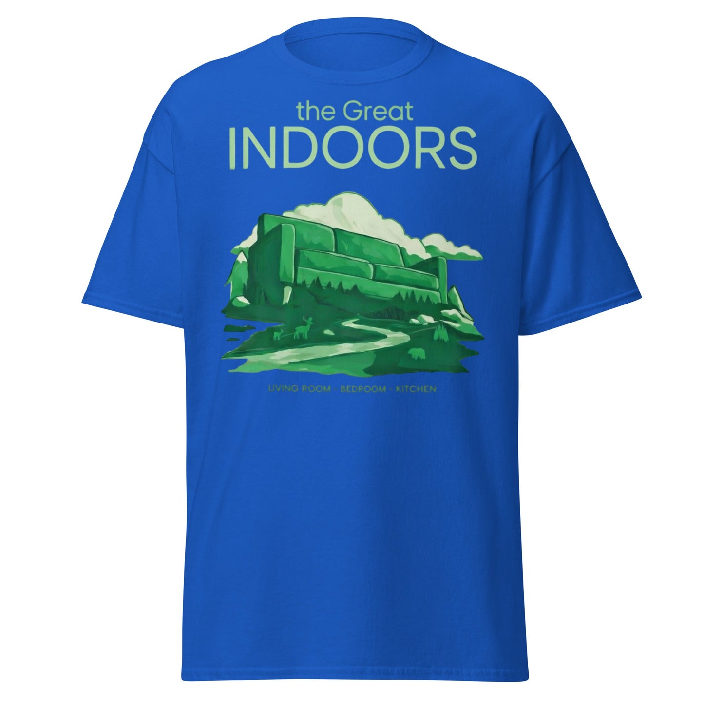 The Great Indoors T-Shirt - Nature Lover Homebody Graphic Tee - Royal - T-Shirts Online