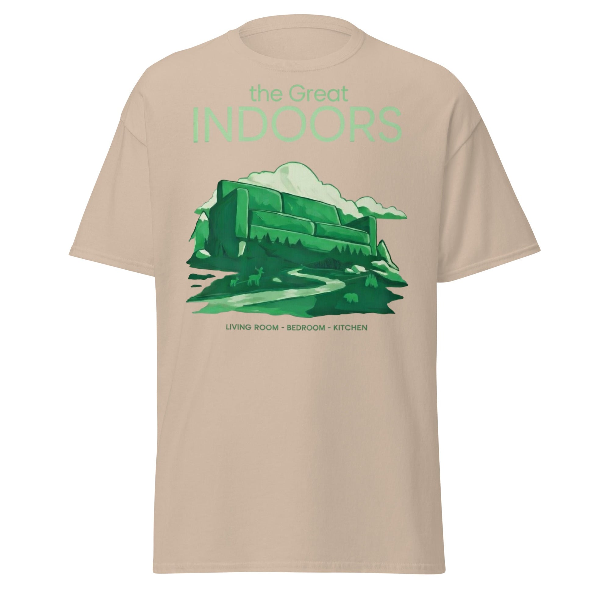 The Great Indoors T-Shirt - Nature Lover Homebody Graphic Tee - Sand - T-Shirts Online