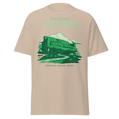 The Great Indoors T-Shirt - Nature Lover Homebody Graphic Tee - Sand - T-Shirts Online