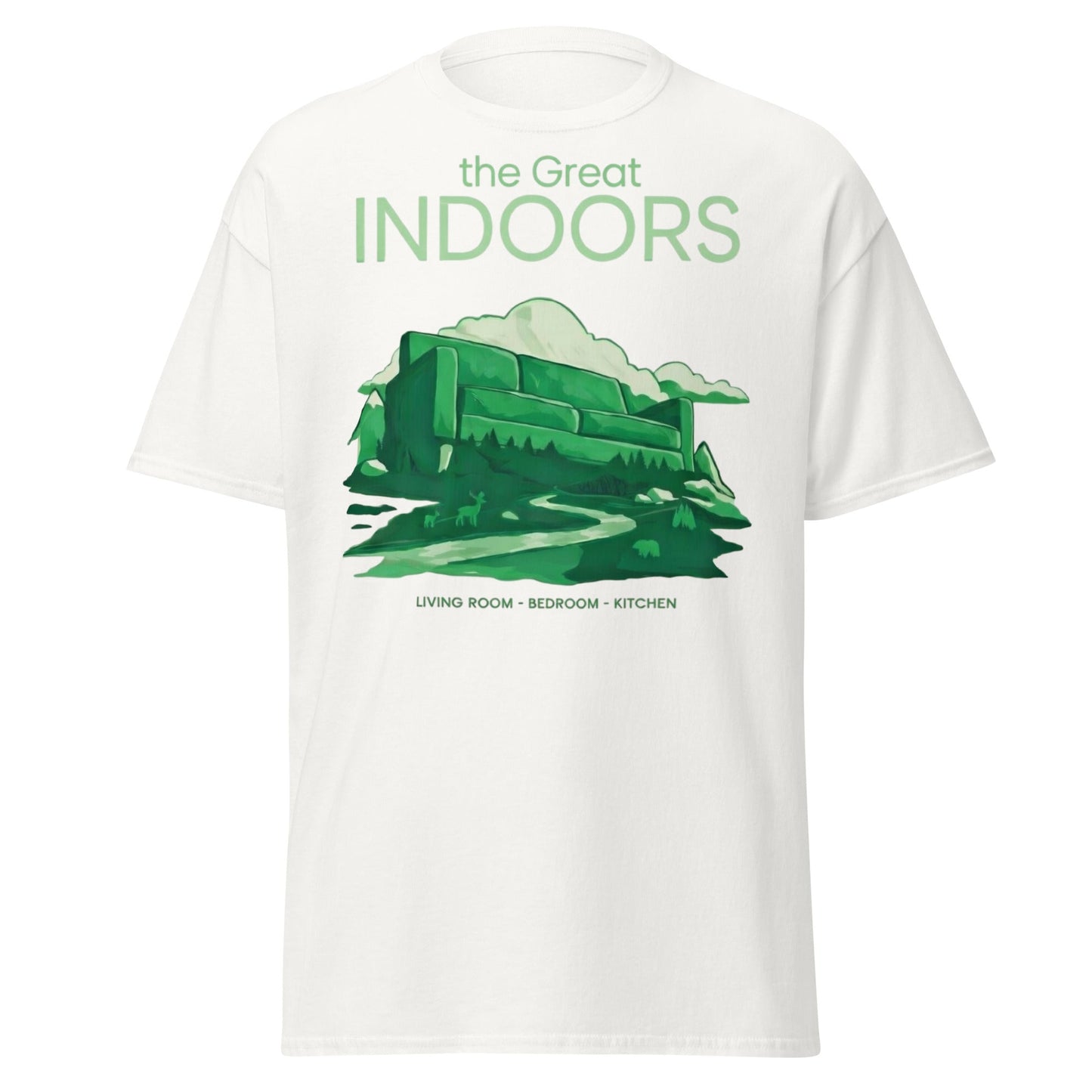 The Great Indoors T-Shirt - Nature Lover Homebody Graphic Tee - White - T-Shirts Online