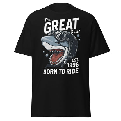 The Great Rider Shark T-Shirt - Vintage Biker Graphic Tee - Black - T-Shirts Online
