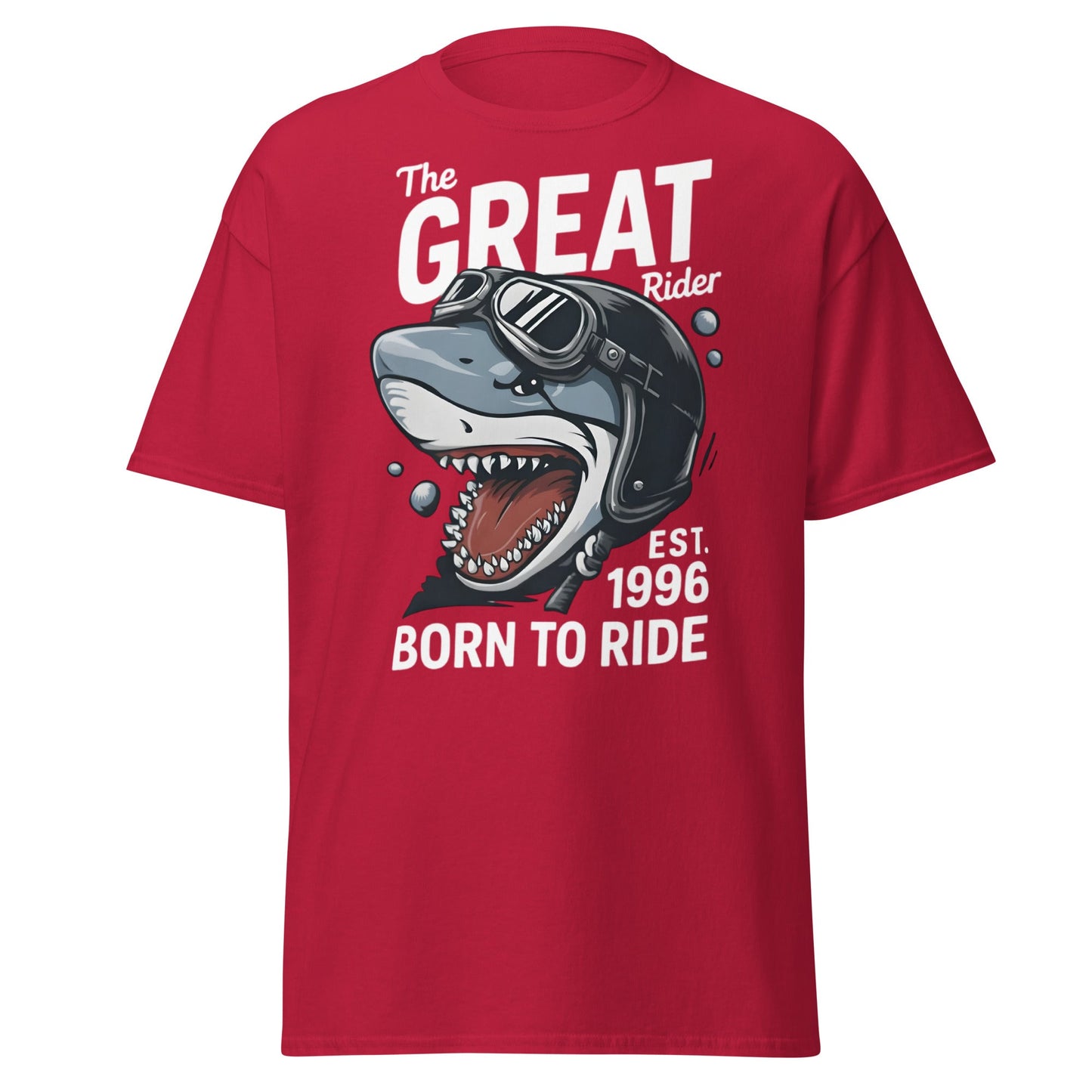 The Great Rider Shark T-Shirt - Vintage Biker Graphic Tee - Cardinal - T-Shirts Online