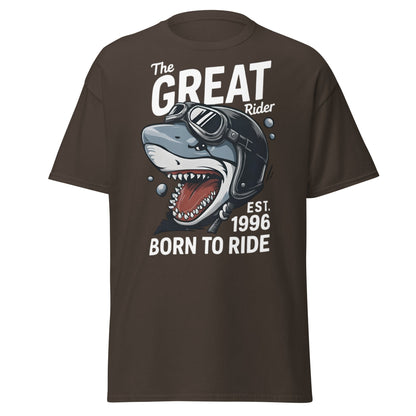 The Great Rider Shark T-Shirt - Vintage Biker Graphic Tee - Dark Chocolate - T-Shirts Online