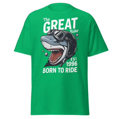 The Great Rider Shark T-Shirt - Vintage Biker Graphic Tee - Irish Green - T-Shirts Online