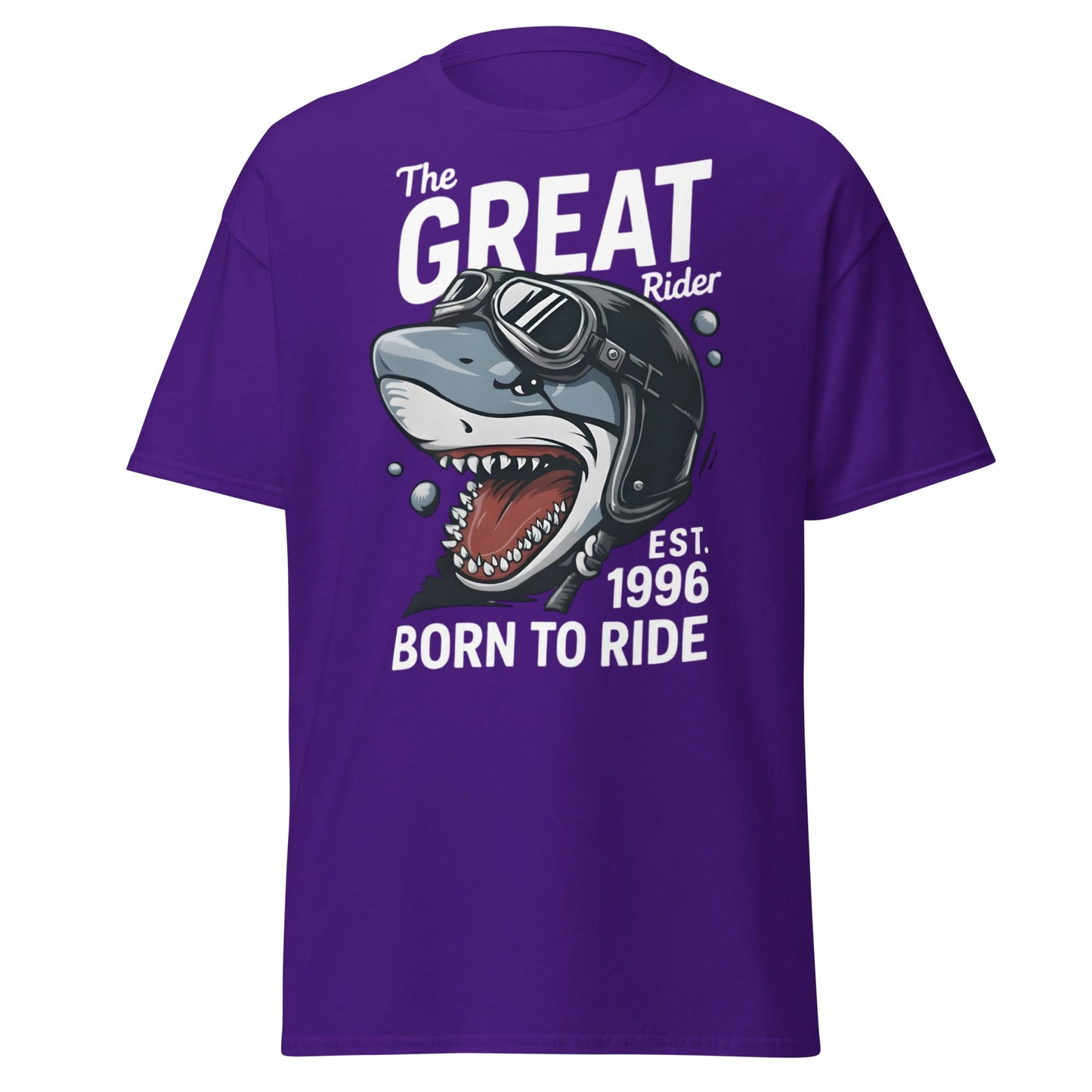 The Great Rider Shark T-Shirt - Vintage Biker Graphic Tee - Purple - T-Shirts Online