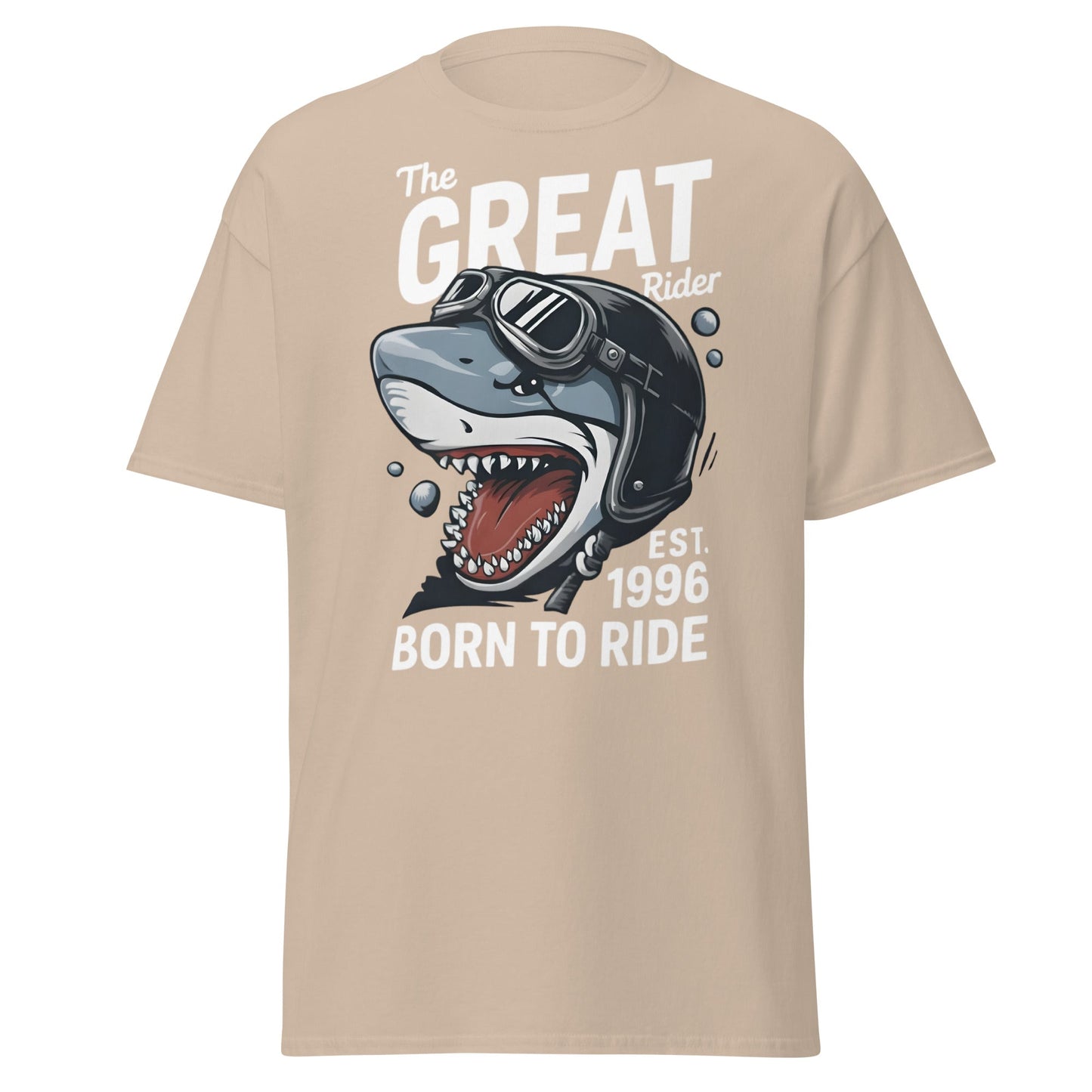 The Great Rider Shark T-Shirt - Vintage Biker Graphic Tee - Sand - T-Shirts Online
