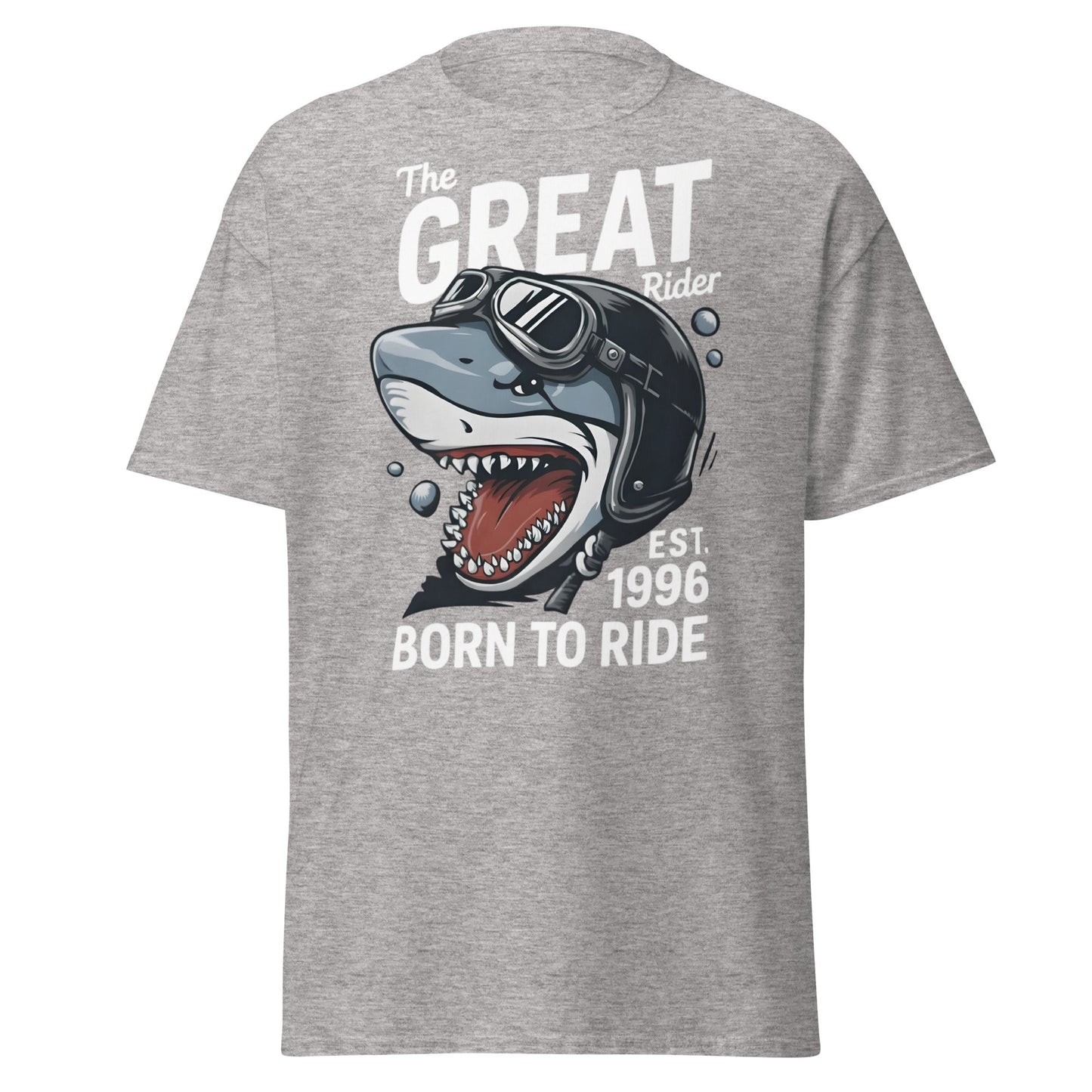 The Great Rider Shark T-Shirt - Vintage Biker Graphic Tee - Sport Grey - T-Shirts Online