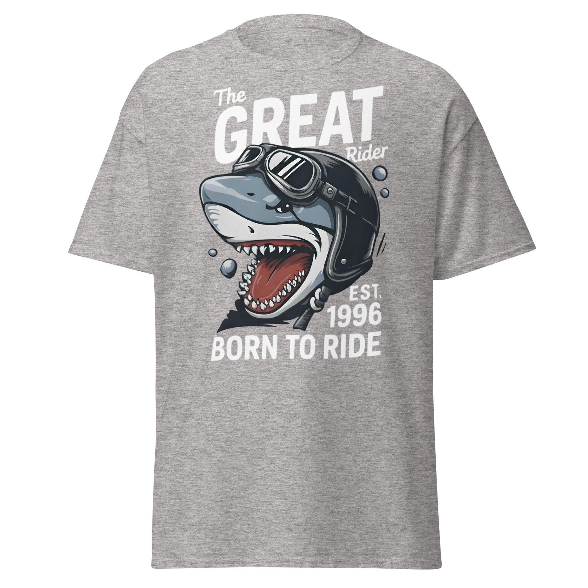 The Great Rider Shark T-Shirt - Vintage Biker Graphic Tee - Sport Grey - T-Shirts Online