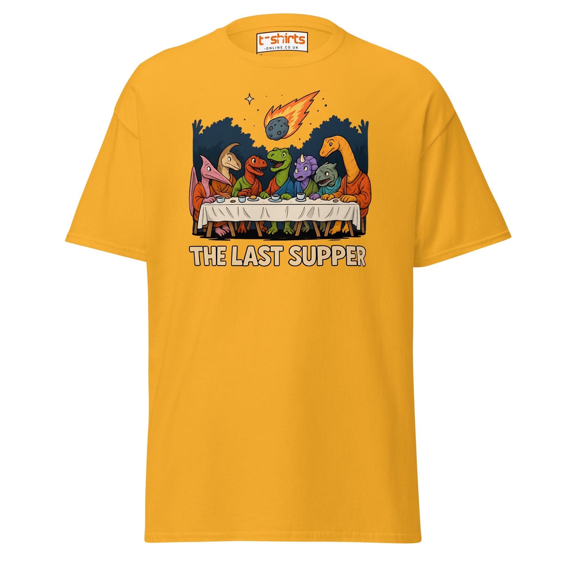The Last Supper Dinosaur Meteor T-Shirt - Gold - T-Shirts Online