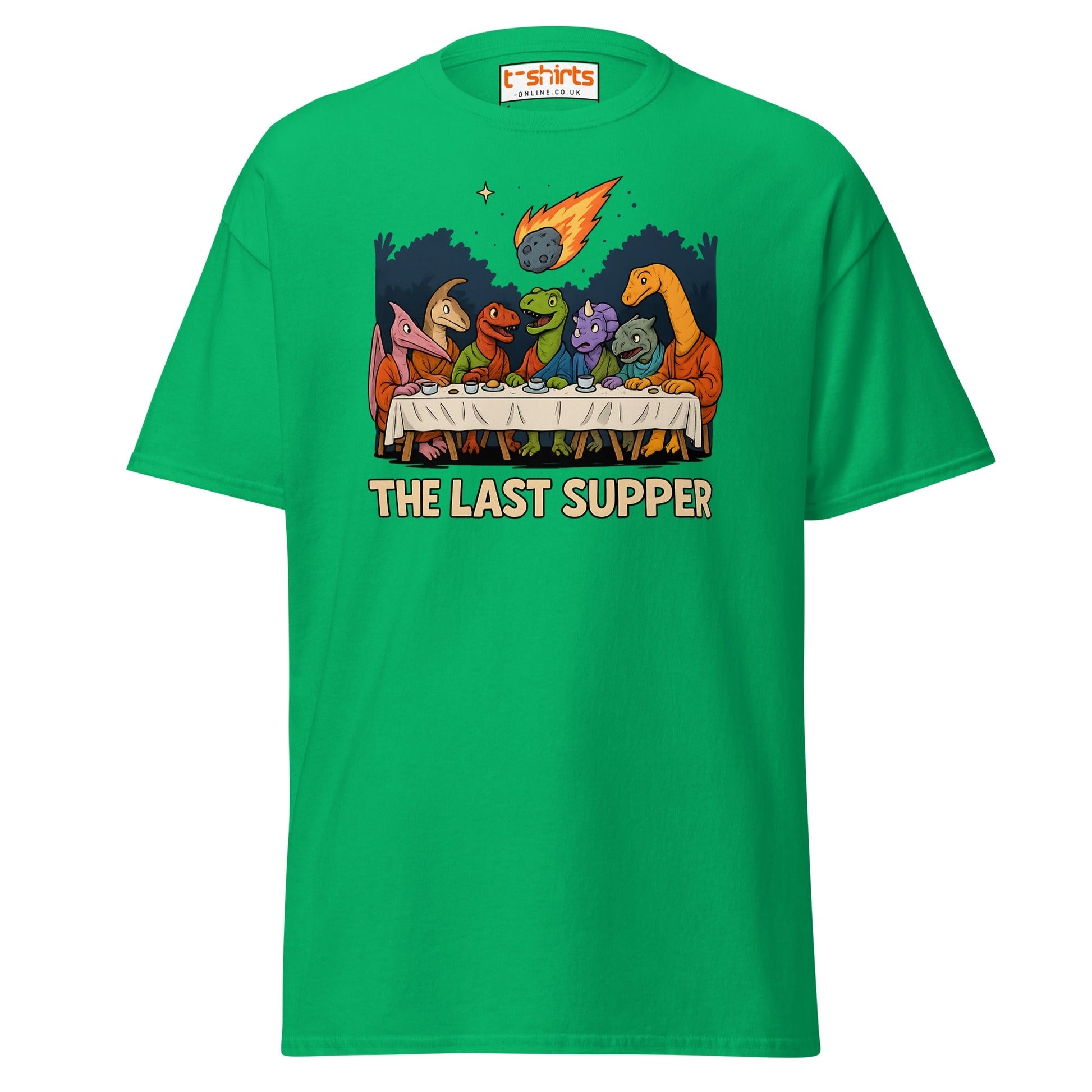 The Last Supper Dinosaur Meteor T-Shirt - Irish Green - T-Shirts Online