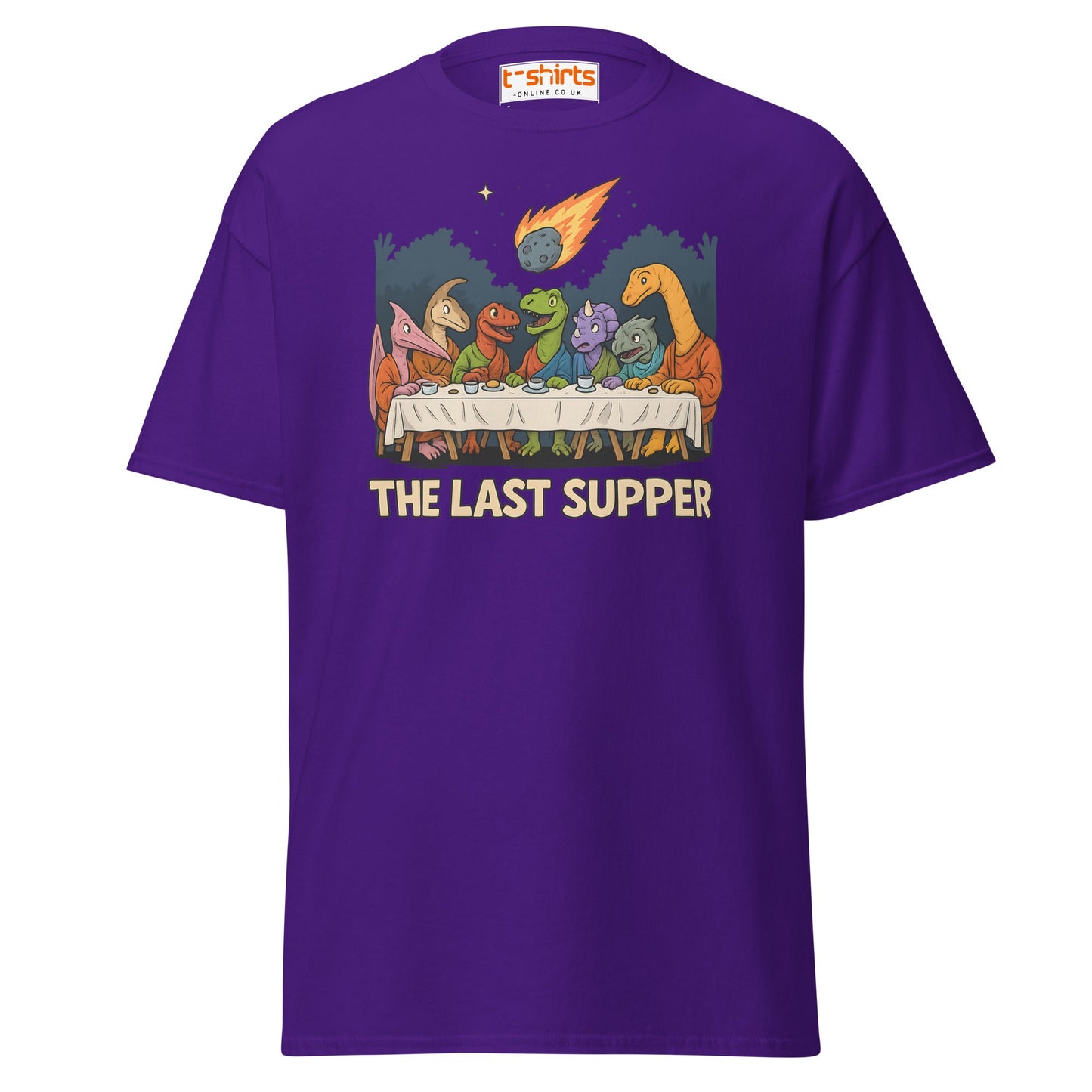 The Last Supper Dinosaur Meteor T-Shirt - Purple - T-Shirts Online
