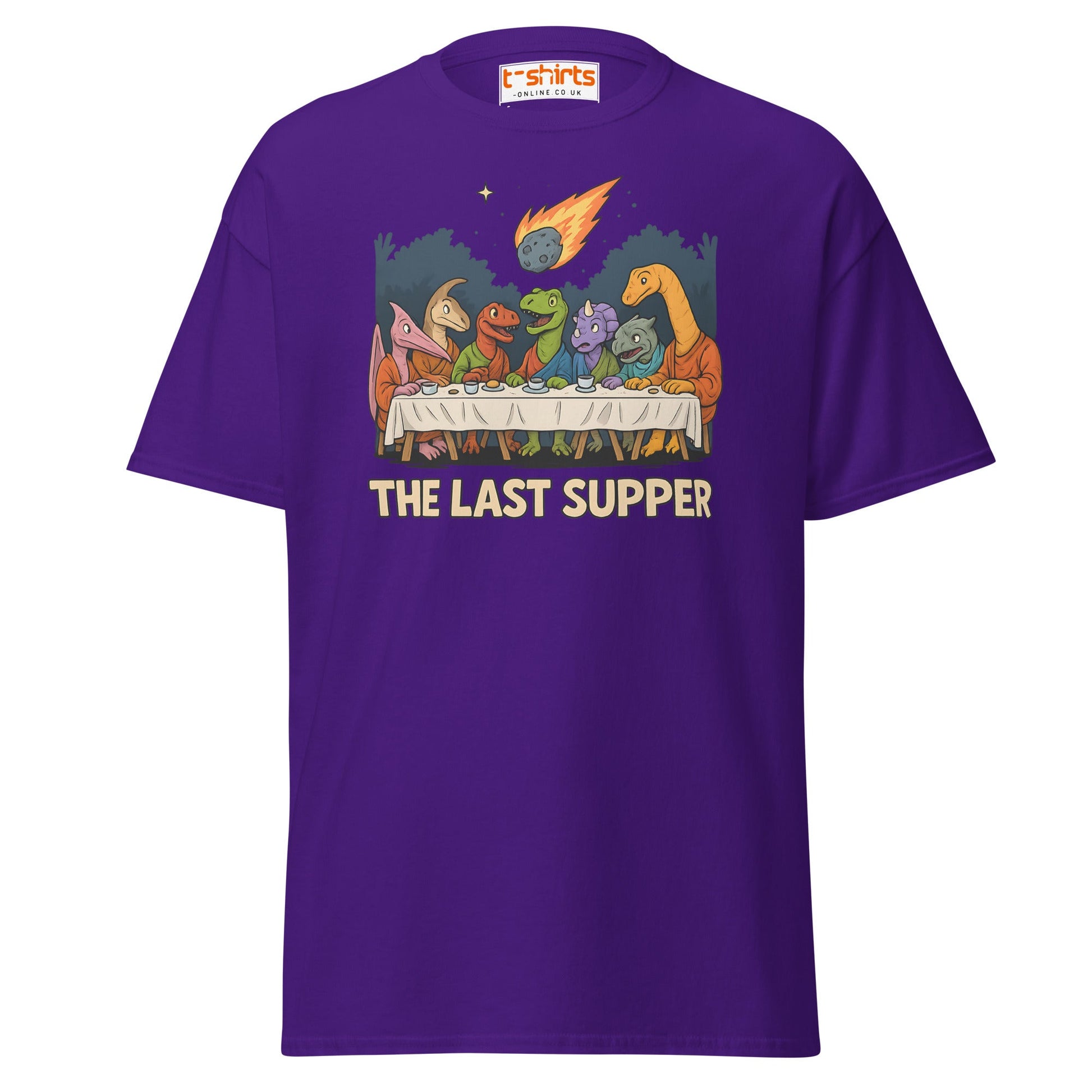 The Last Supper Dinosaur Meteor T-Shirt - Purple - T-Shirts Online
