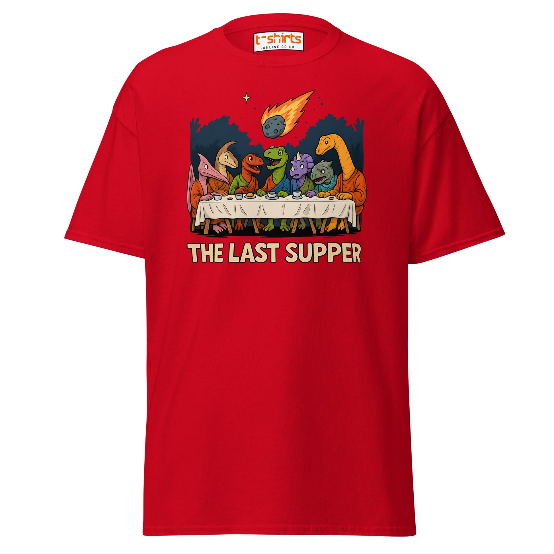 The Last Supper Dinosaur Meteor T-Shirt - Red - T-Shirts Online