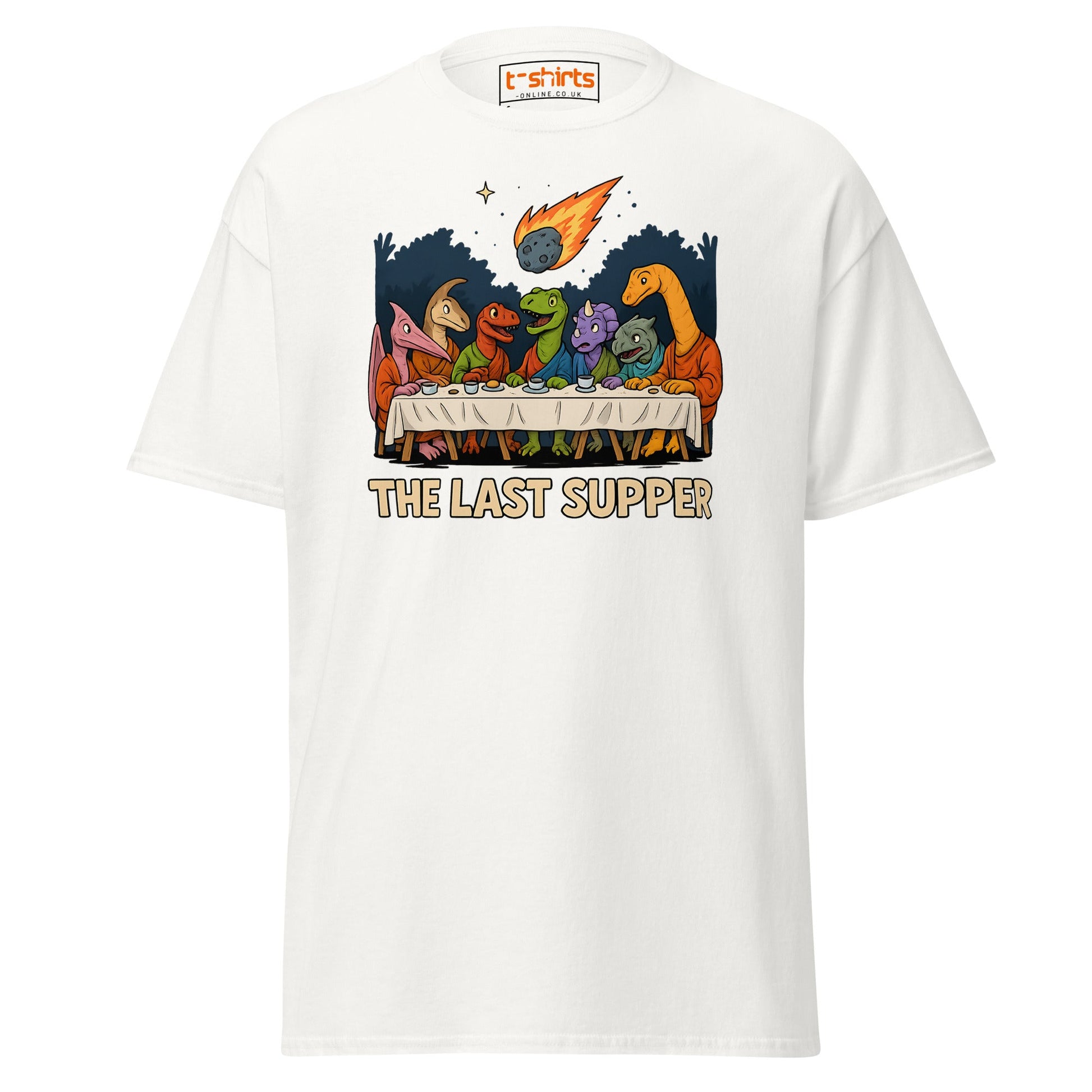 The Last Supper Dinosaur Meteor T-Shirt - White - T-Shirts Online
