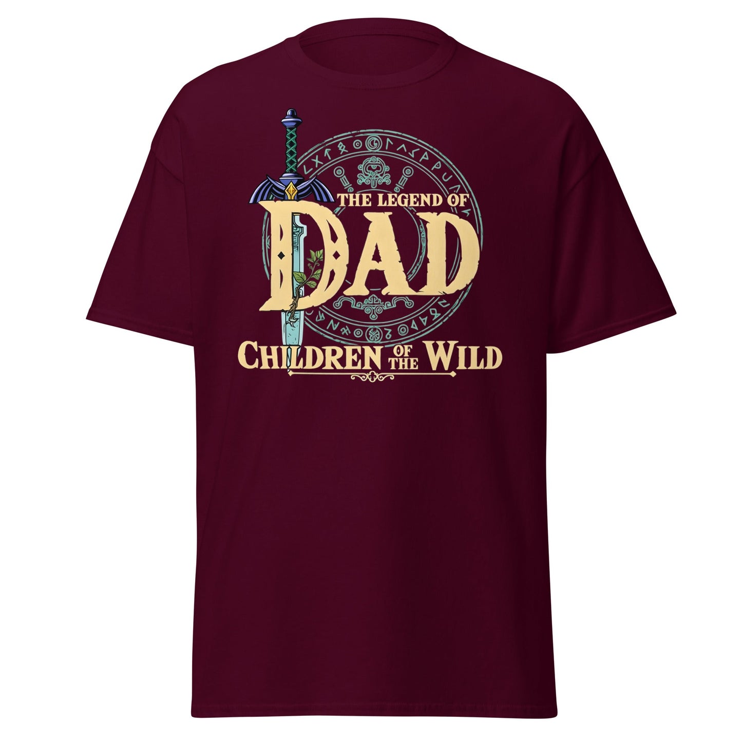 The Legend of Dad: Children of the Wild Funny Gaming T-Shirt - Maroon - T-Shirts Online