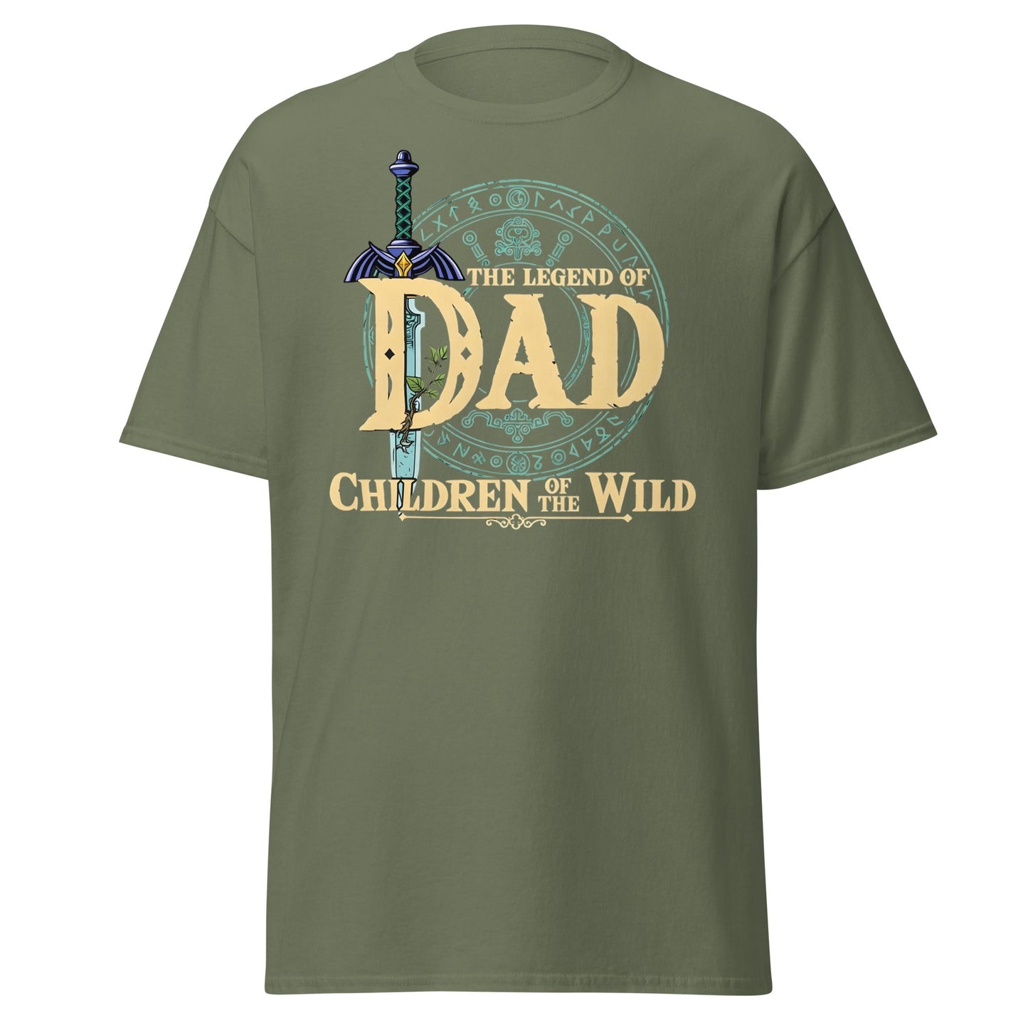 The Legend of Dad: Children of the Wild Funny Gaming T-Shirt - Military Green - T-Shirts Online
