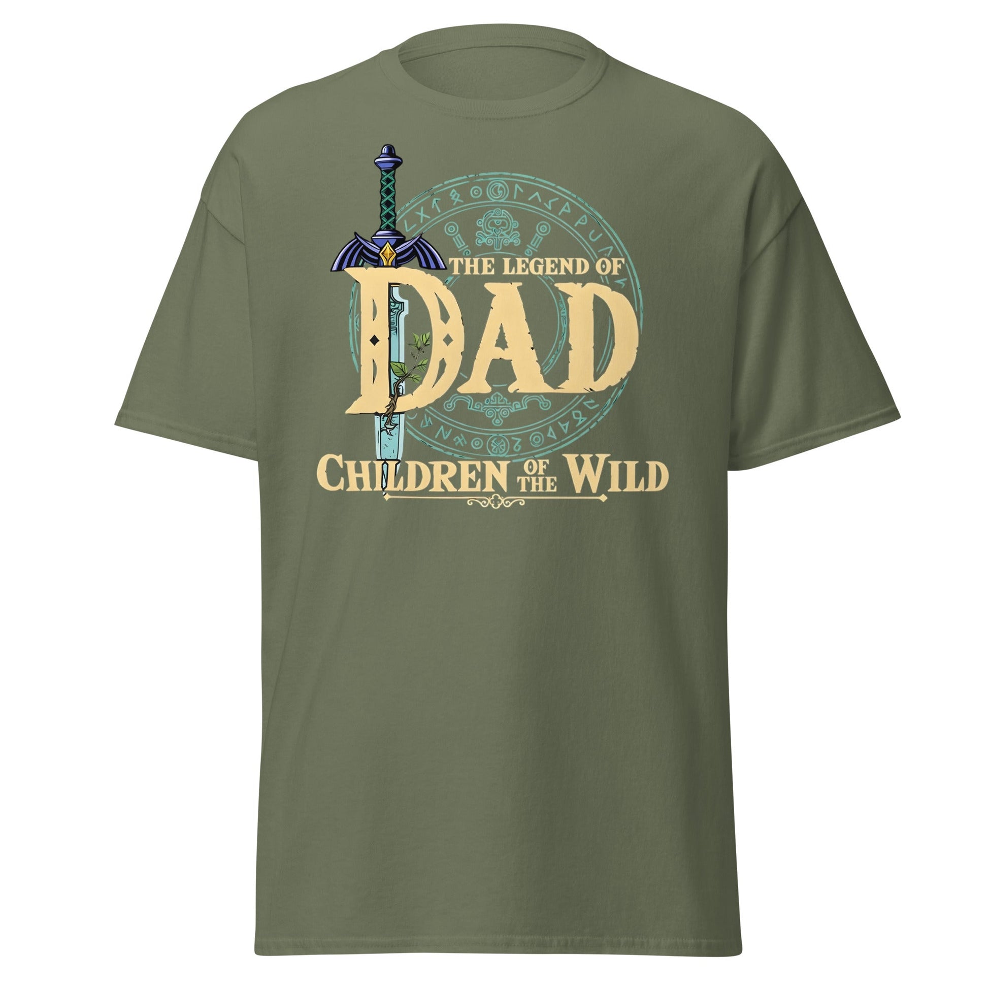 The Legend of Dad: Children of the Wild Funny Gaming T-Shirt - Military Green - T-Shirts Online