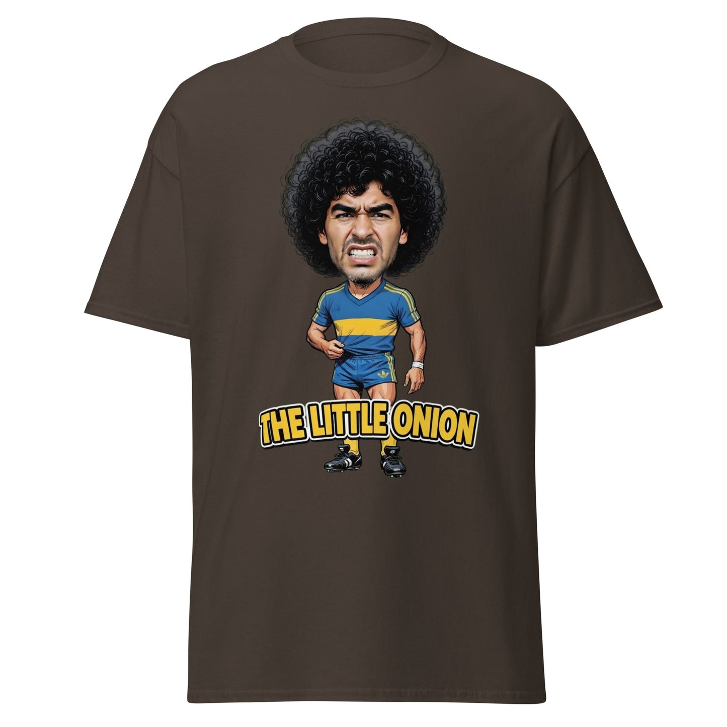 The Little Onion Football Legend Caricature T-Shirt - Dark Chocolate - T-Shirts Online