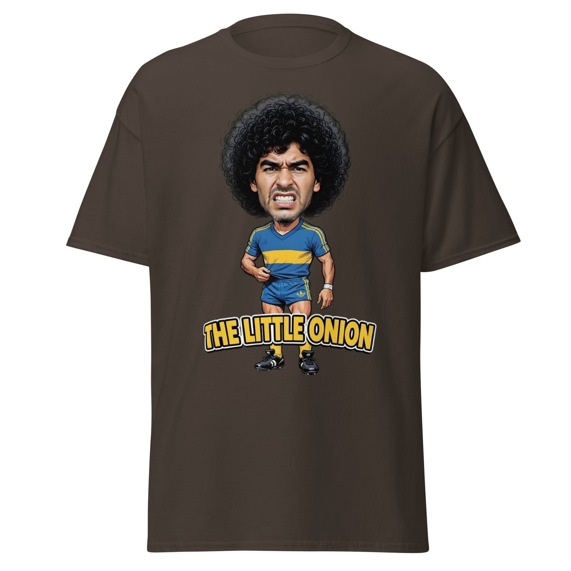 The Little Onion Football Legend Caricature T-Shirt - Dark Chocolate - T-Shirts Online