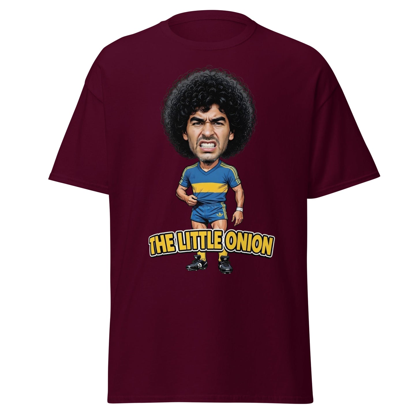 The Little Onion Football Legend Caricature T-Shirt - Maroon - T-Shirts Online