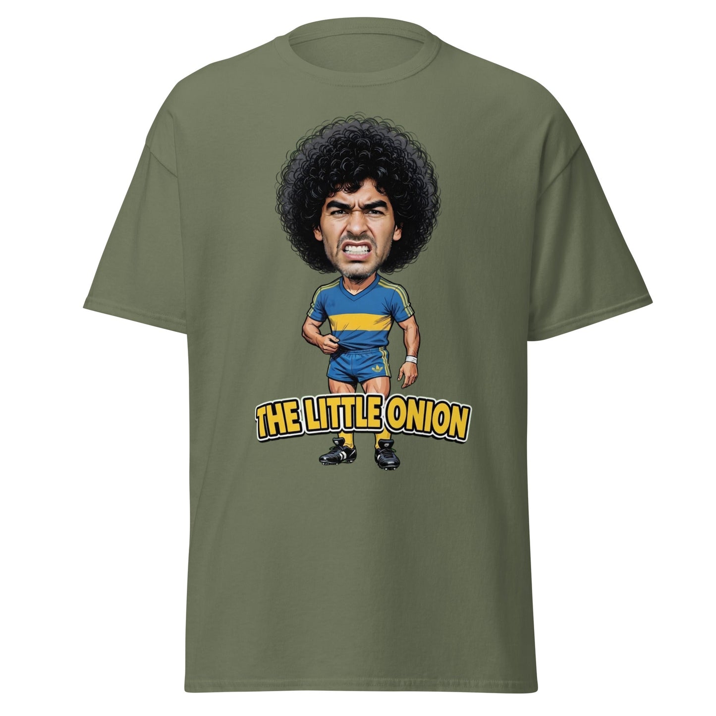 The Little Onion Football Legend Caricature T-Shirt - Military Green - T-Shirts Online
