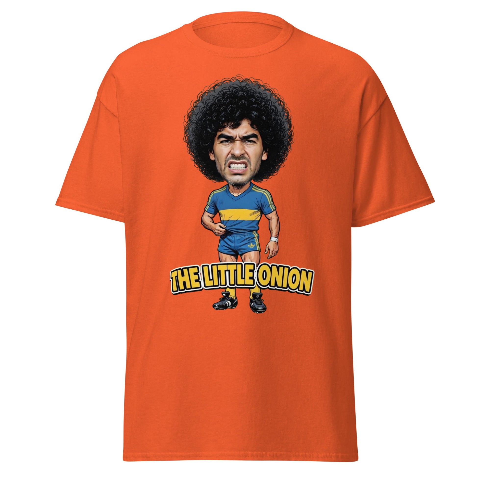 The Little Onion Football Legend Caricature T-Shirt - Orange - T-Shirts Online