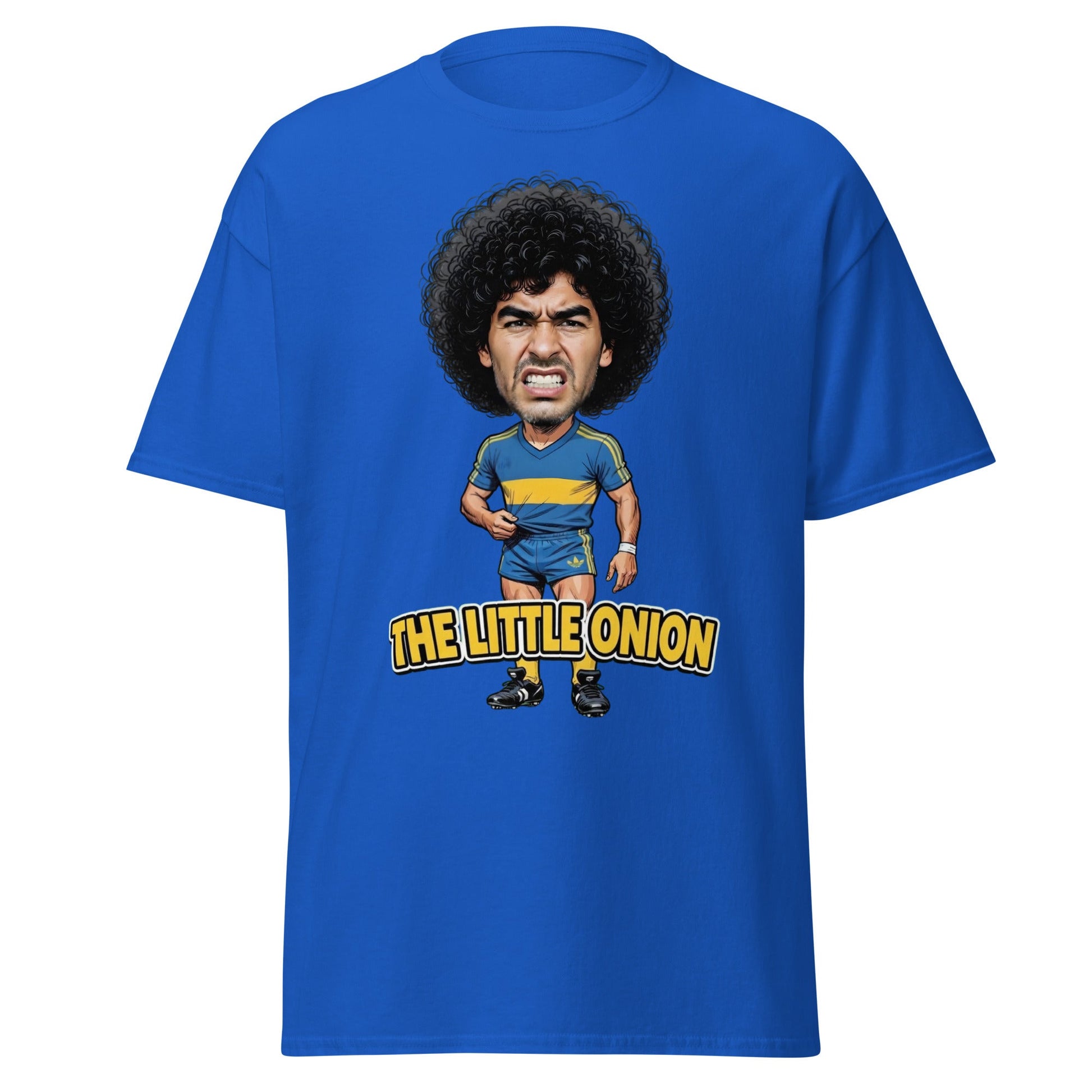 The Little Onion Football Legend Caricature T-Shirt - Royal - T-Shirts Online